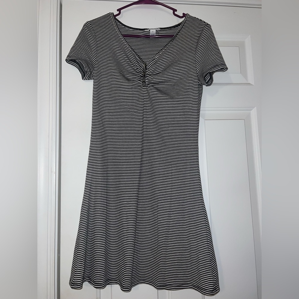 Arizona Black and white striped dress with buttons